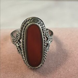 Vintage Sterling Silver and Red Women's Ring